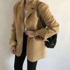 Pocketed Knit Blazer Khaki - One Size