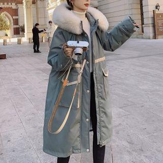 Contrast Trim Long Zip Coat