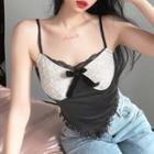 Two Tone Lace Ribbon Camisole Top