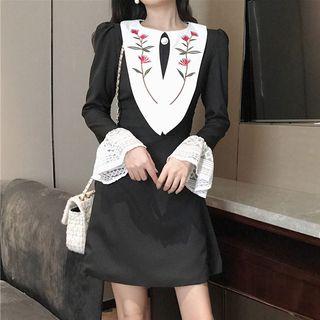 Patchwork A-line Dress Black - One Size
