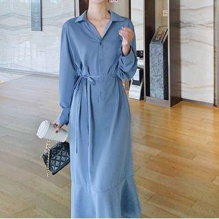Tie-waist Midi Mermaid Shirtdress