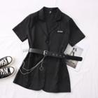 Lapel Mini Dress With Belt & Chain