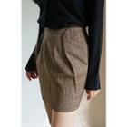 Folded-front Mini Pencil Skirt