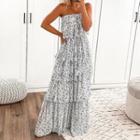 Floral Print Tie-front Tube Dress