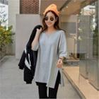 Brushed Fleece Lined Loose-fit T-shirt