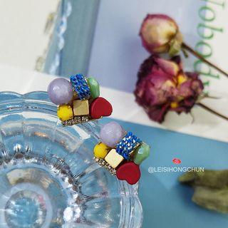Heart Detail Stud Earring As Shown In Figure - One Size