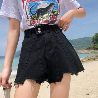 Grain Frayed Denim Shorts