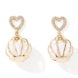 925 Sterling Silver Rhinestone Heart Lantern Dangle Earring