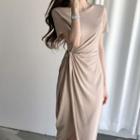 Side Tie Short-sleeve Midi T-shirt Dress