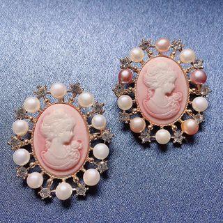 Embossed Faux Pearl Alloy Earring