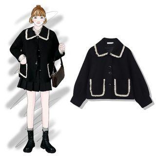 Ruffled Trim Shirt Jacket