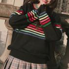 Rainbow Color Stripe Round-neck Sweater