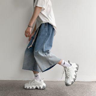 Drawstring Loose Fit Gradient Cropped Jeans