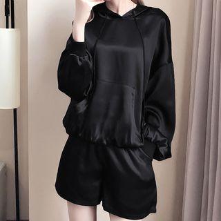 Set: Plain Hoodie + Wide Leg Shorts