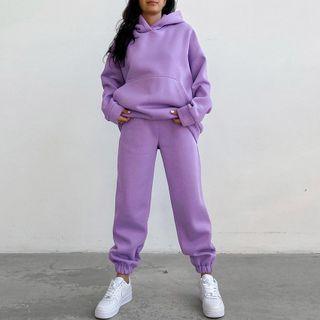 Set: Long Sleeve Plain Sweatshirt + Sweatpants