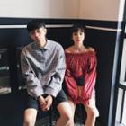 Couple Matching Plaid Shirt / Off Shoulder Blouse