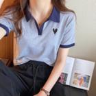 Short-sleeve Heart Cropped Polo Shirt