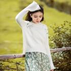 Bell Sleeve Embroidery Basic Sweater