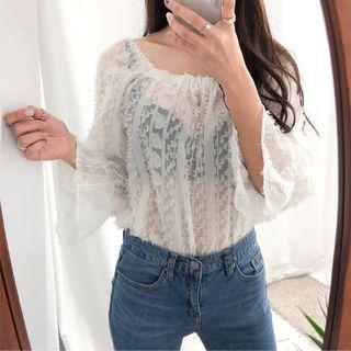 Tie-back Textured Sheer Top
