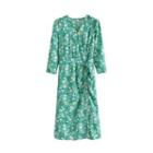 3/4-sleeve Floral Print Drawstring Wrap Maxi Dress