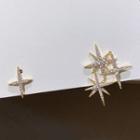 Non-matching Rhinestone Star Earring 1 Pair - Silver Needle - As Shown In Figure - One Size