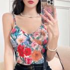 Floral Camisole Top Red & Pink Floral - White - One Size
