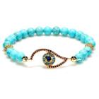 Eye Rhinestone Turquoise Bead Bracelet Y1108 - Blue - One Size