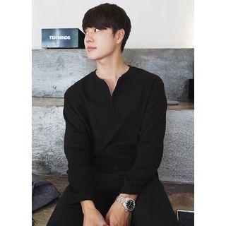 Zip-accent Long-sleeve T-shirt