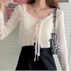 Lace Camisole Top / Tie-front Cardigan