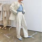 Buckle-waist Wide Cotton Pants