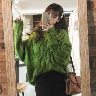 Cable-knit Sweater Green - One Size