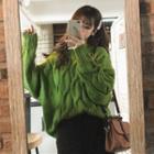 Cable-knit Sweater Green - One Size