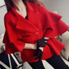 Ruffle Sleeve Double-buttoned Woolen Coat