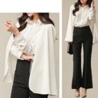 Mock Two-piece Long-sleeve Shirt / Boot-cut Dress Pants