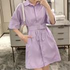Belted Short-sleeve Shirtdress