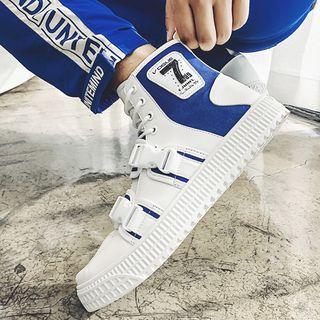 High Top Panel Buckled Sneakers