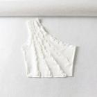 Ruffle Trim One-shoulder Crop Tank Top