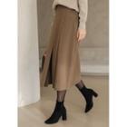 Slit-front Pocket-detail Long Skirt