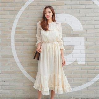 Tie-waist Ruffled Long Dress