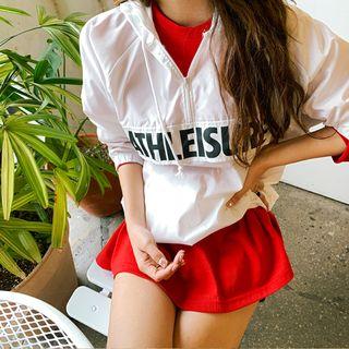 Letter-patch Boxy Anorak Hoodie