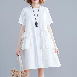 Short-sleeve Ruffled A-line T-shirt Dress