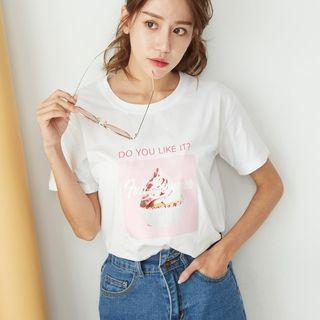 Cake Print Short Sleeve T-shirt