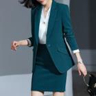 Single Button Blazer / Dress Pants / Pencil Skirt / Blouse / Set