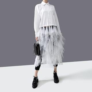 Ruffle Trim Hem Shirt