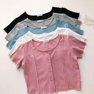 Short-sleeve Single-breasted T-shirt