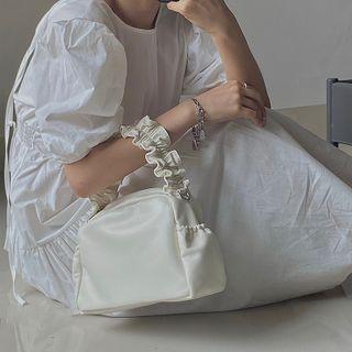 Faux Leather Handbag Off-white - One Size