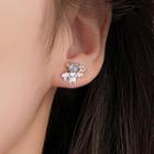 925 Sterling Silver Faux Crystal Devil Earring 1 Pair - Silver - One Size