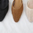Pointy-toe Woven Rattan Mules