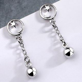 Alloy Moon & Star Dangle Earring 1 Pair - Earring Backs - Silver - One Size