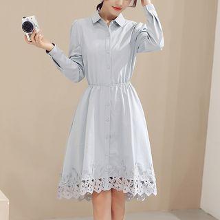 Lace-trim Shirtdress